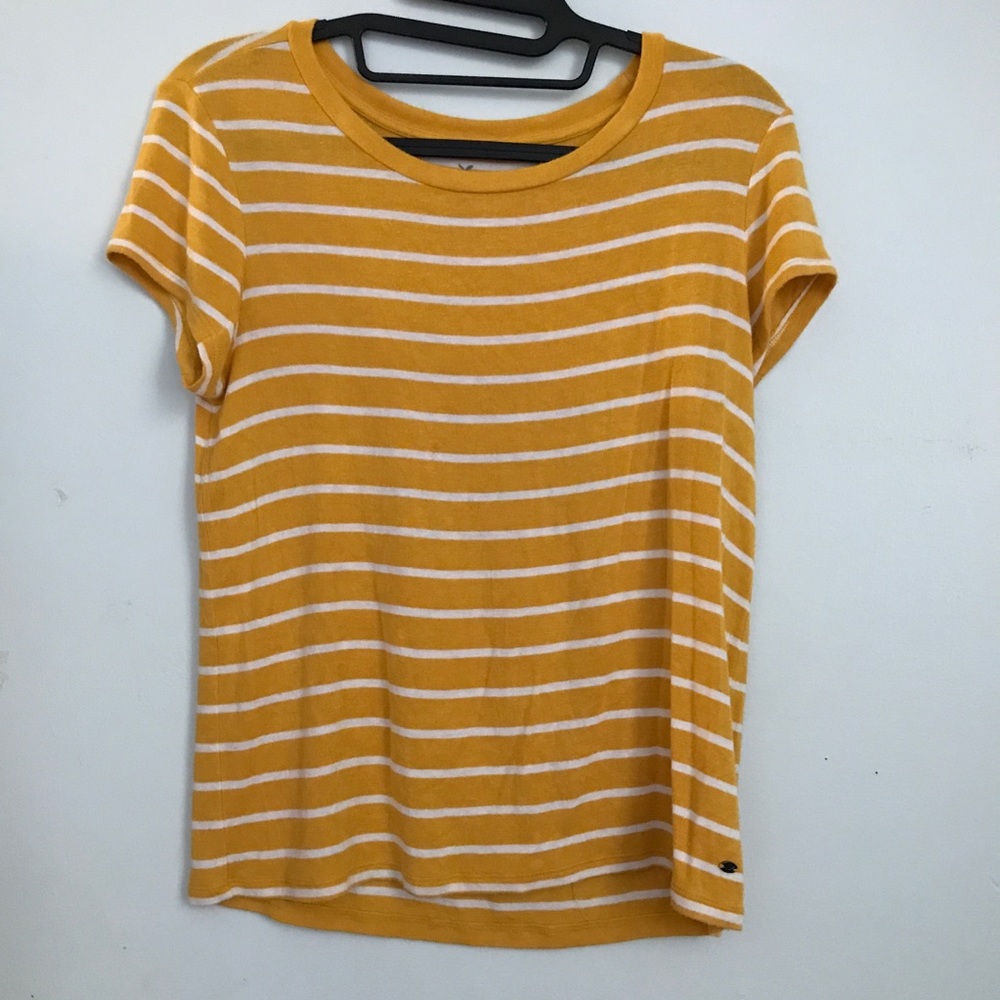 yellow and white striped tee